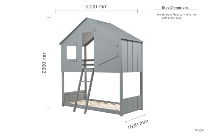 Safari Bunk Bed with Cosy Shelter and Traditional Pitch Roof for Imaginative Play
