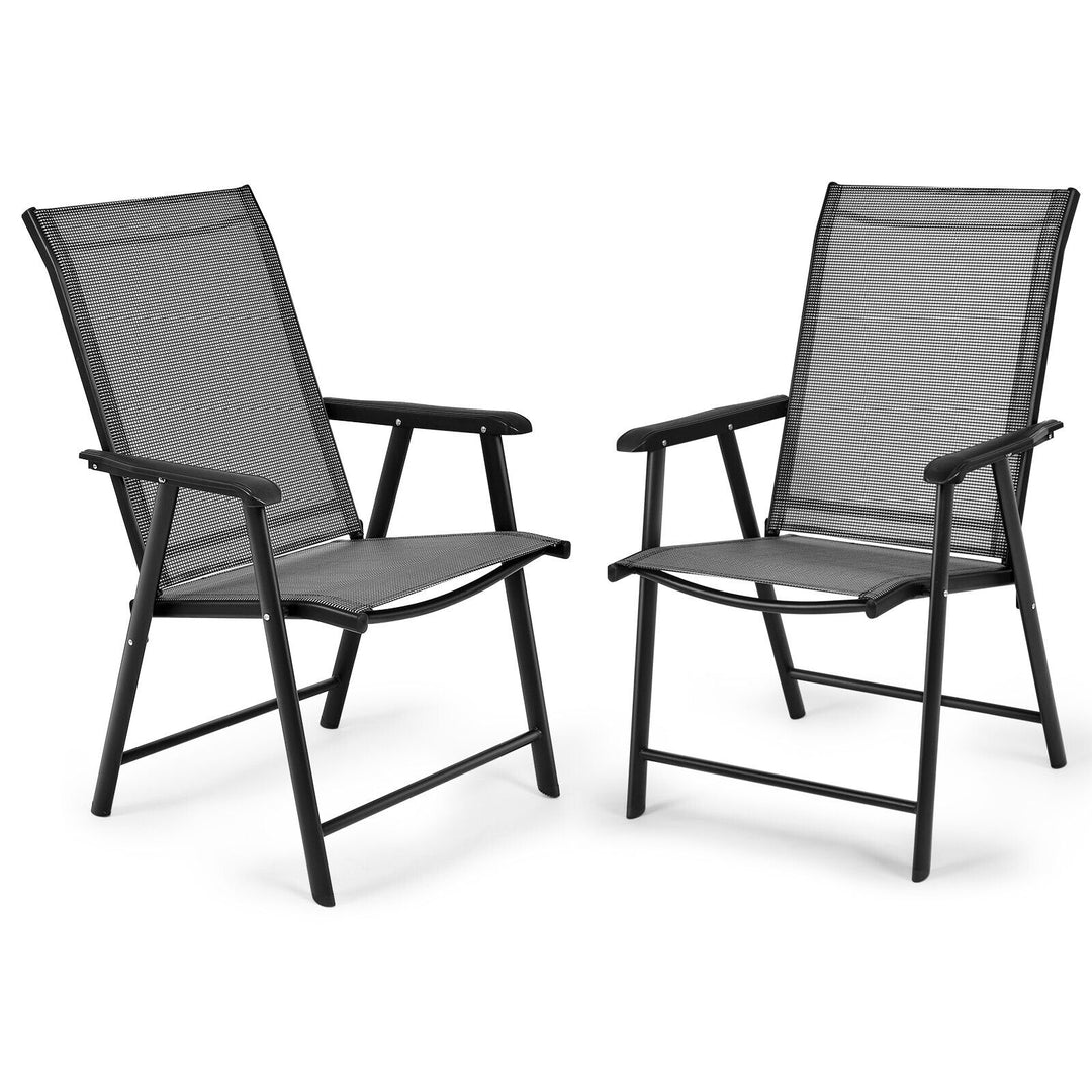 Set of 2 Folding Outdoor Dining Chairs with Ergonomic Armrests