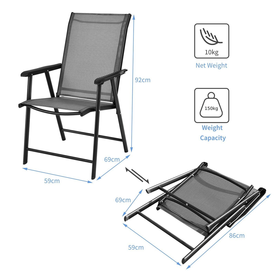 Set of 2 Folding Outdoor Dining Chairs with Ergonomic Armrests