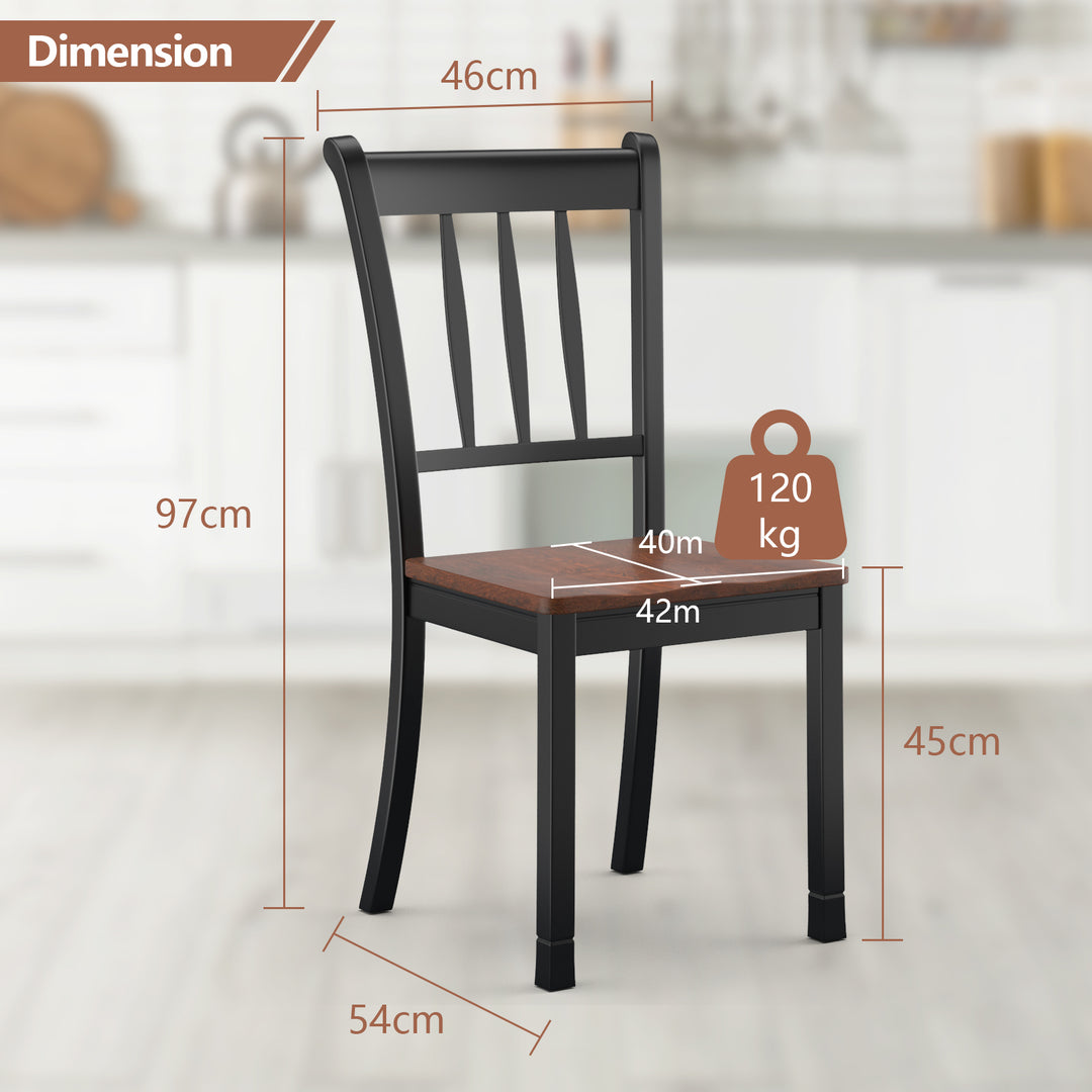 Set of 2 Slatted High Backrest Dining Chairs with Shaped Seat - TidySpaces