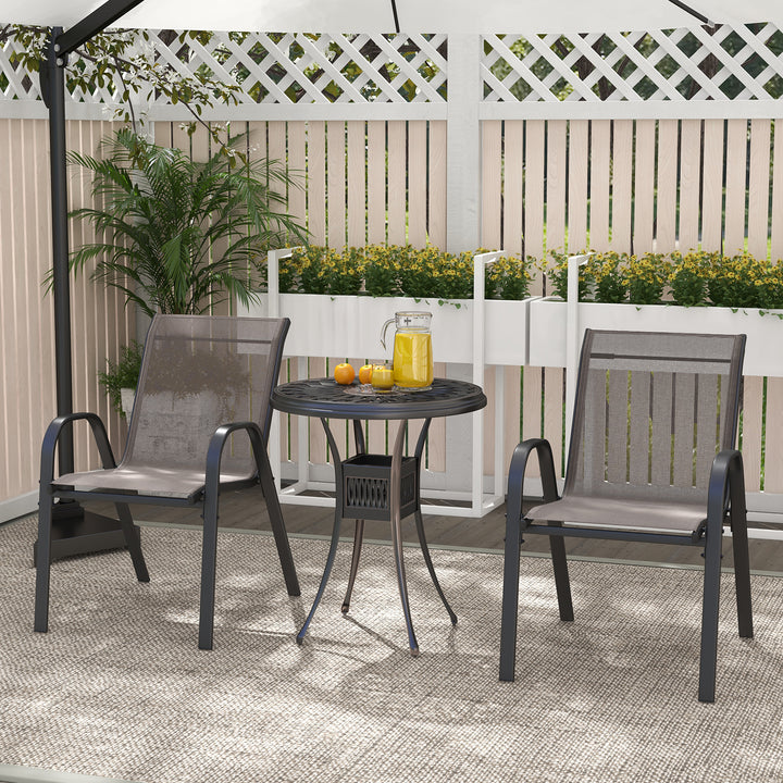 Set of 2 Patio Stackable Metal Dining Chairs with Armrests