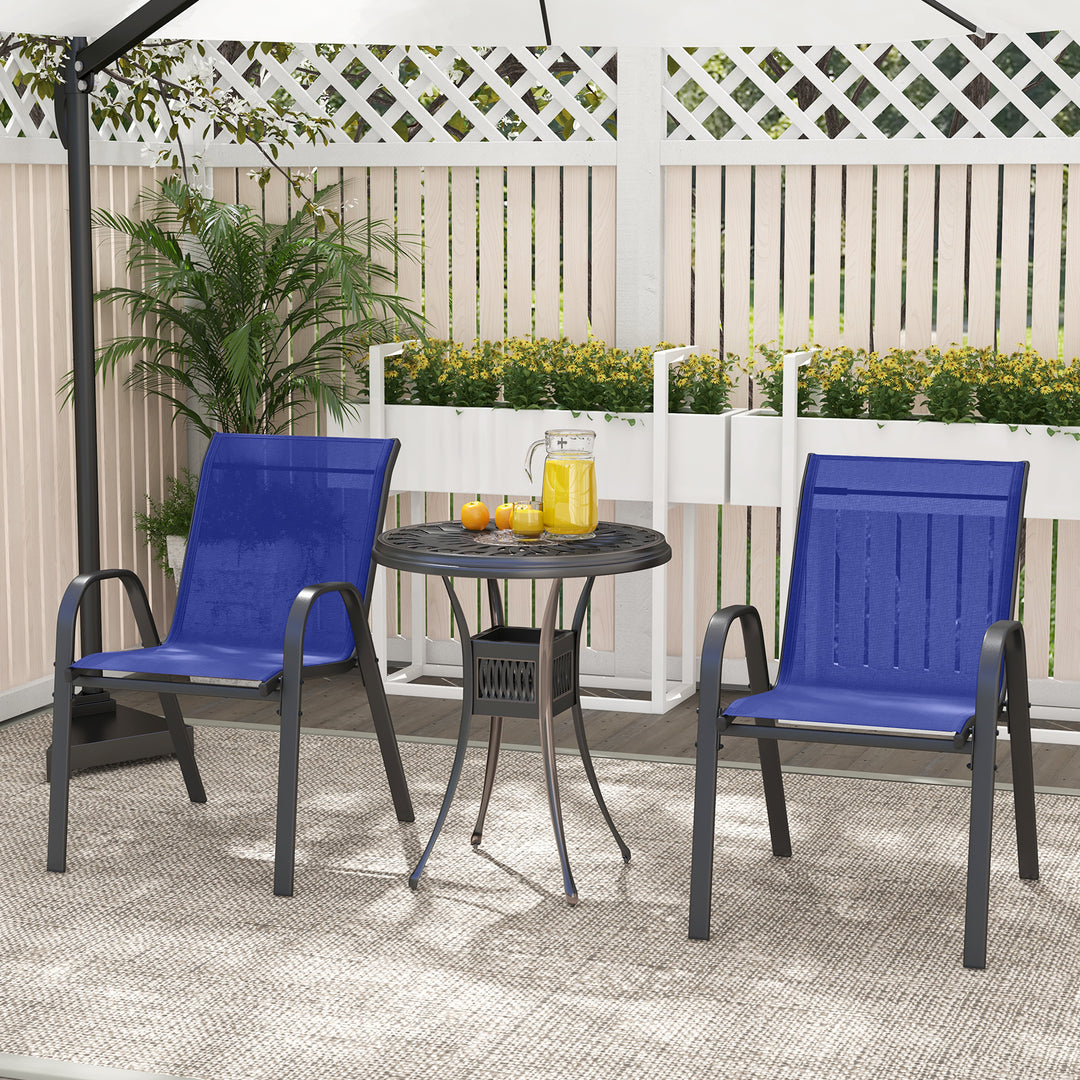 Set of 2 Patio Stackable Metal Dining Chairs with Armrests