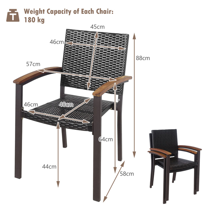Set of 4 Outdoor PE Wicker Stackable Chairs Patio Dining Chairs