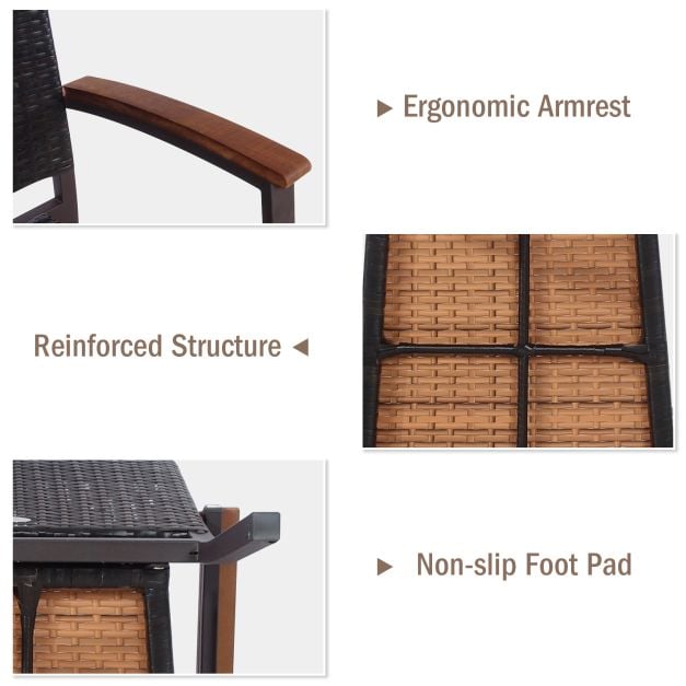 Set of 4 Outdoor PE Wicker Stackable Chairs Patio Dining Chairs