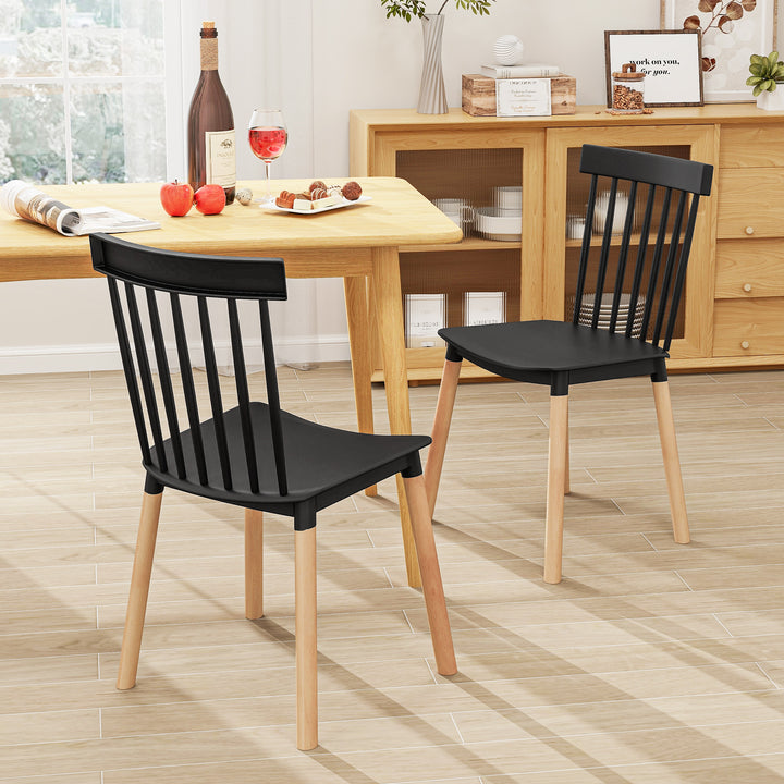 Set of 4 Windsor Dining Chairs with Spindle Backs and Curved Seats