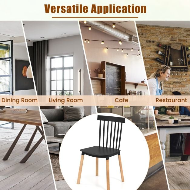Set of 4 Windsor Dining Chairs with Spindle Backs and Curved Seats