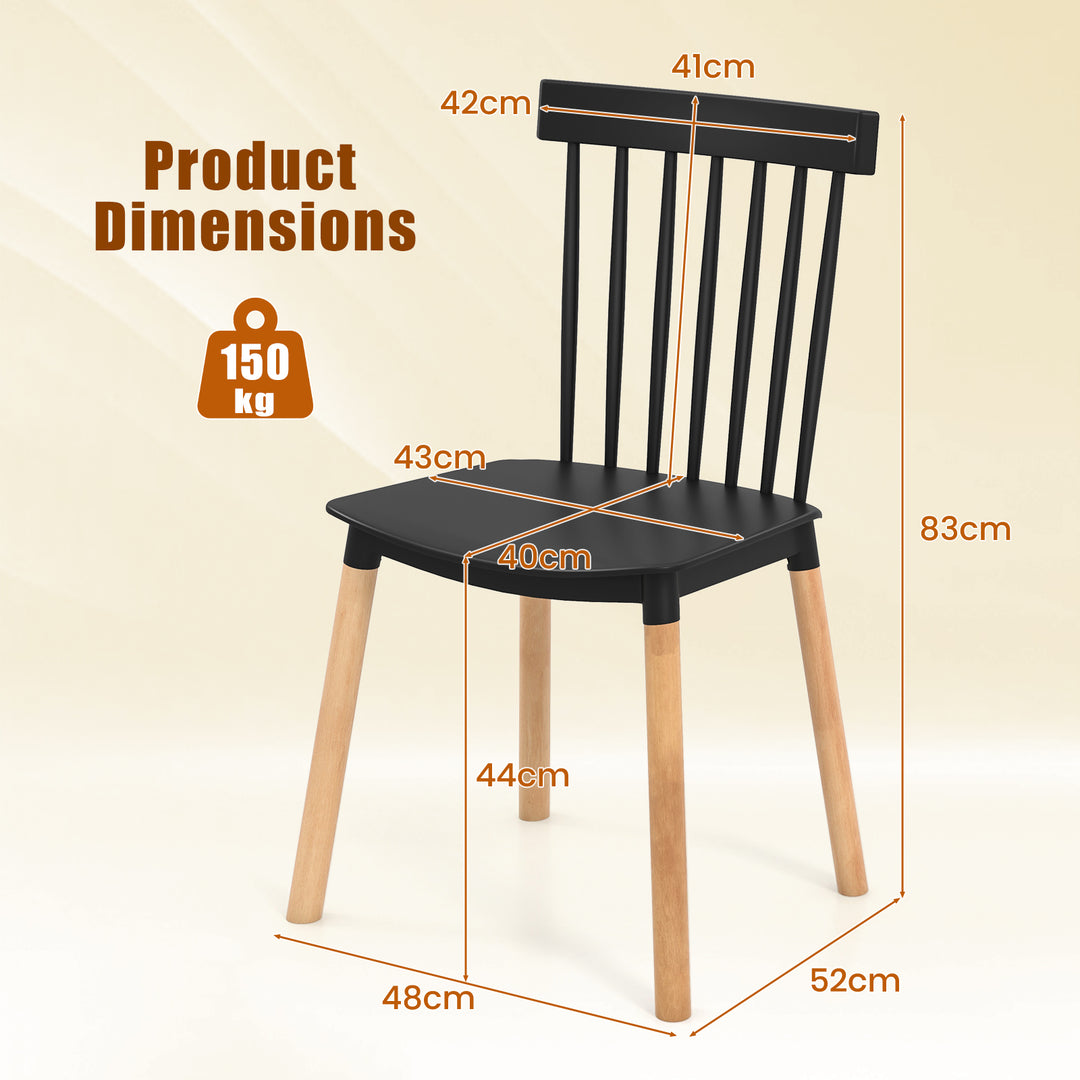Set of 4 Windsor Dining Chairs with Spindle Backs and Curved Seats
