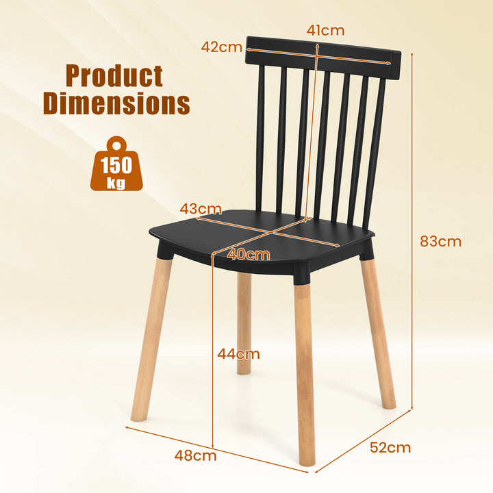 Set of 4 Windsor Dining Chairs with Spindle Backs and Curved Seats