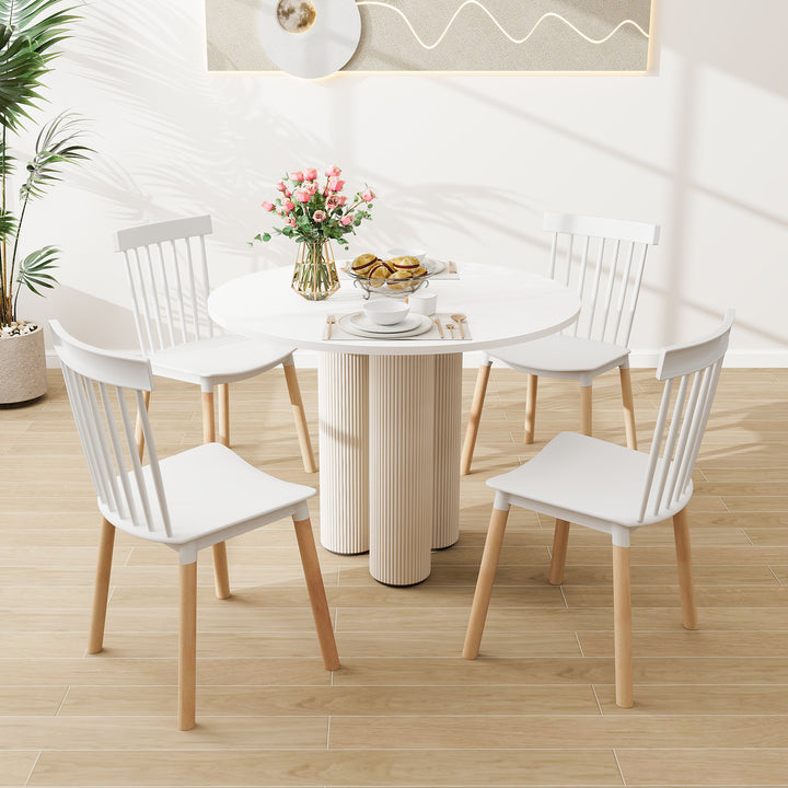 Set of 4 Windsor Dining Chairs with Spindle Backs and Curved Seats