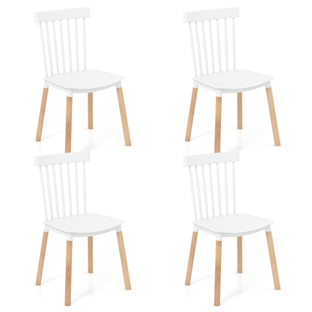 Set of 4 Windsor Dining Chairs with Spindle Backs and Curved Seats