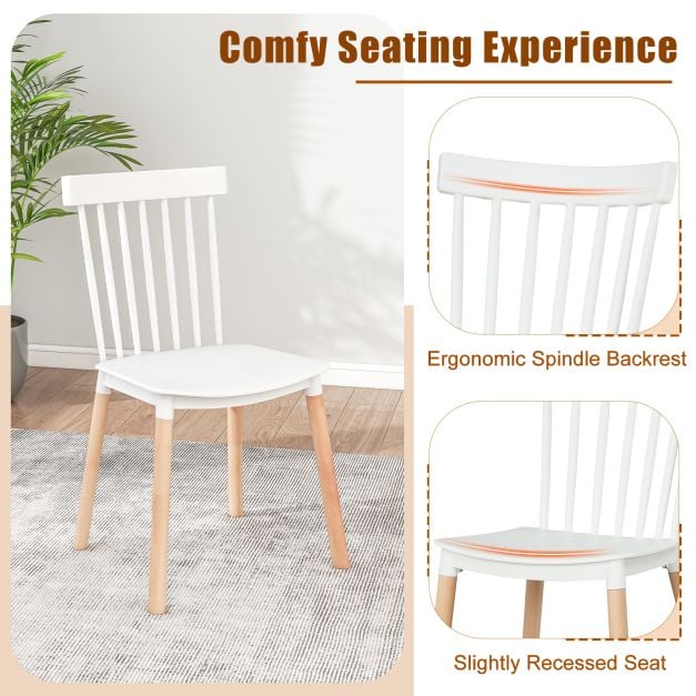 Set of 4 Windsor Dining Chairs with Spindle Backs and Curved Seats