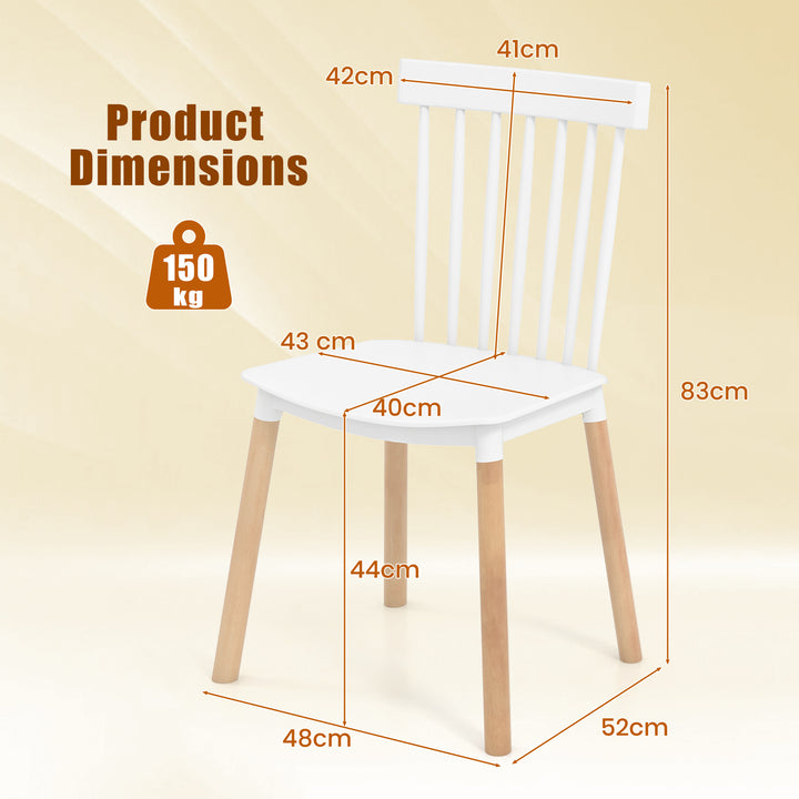 Set of 4 Windsor Dining Chairs with Spindle Backs and Curved Seats