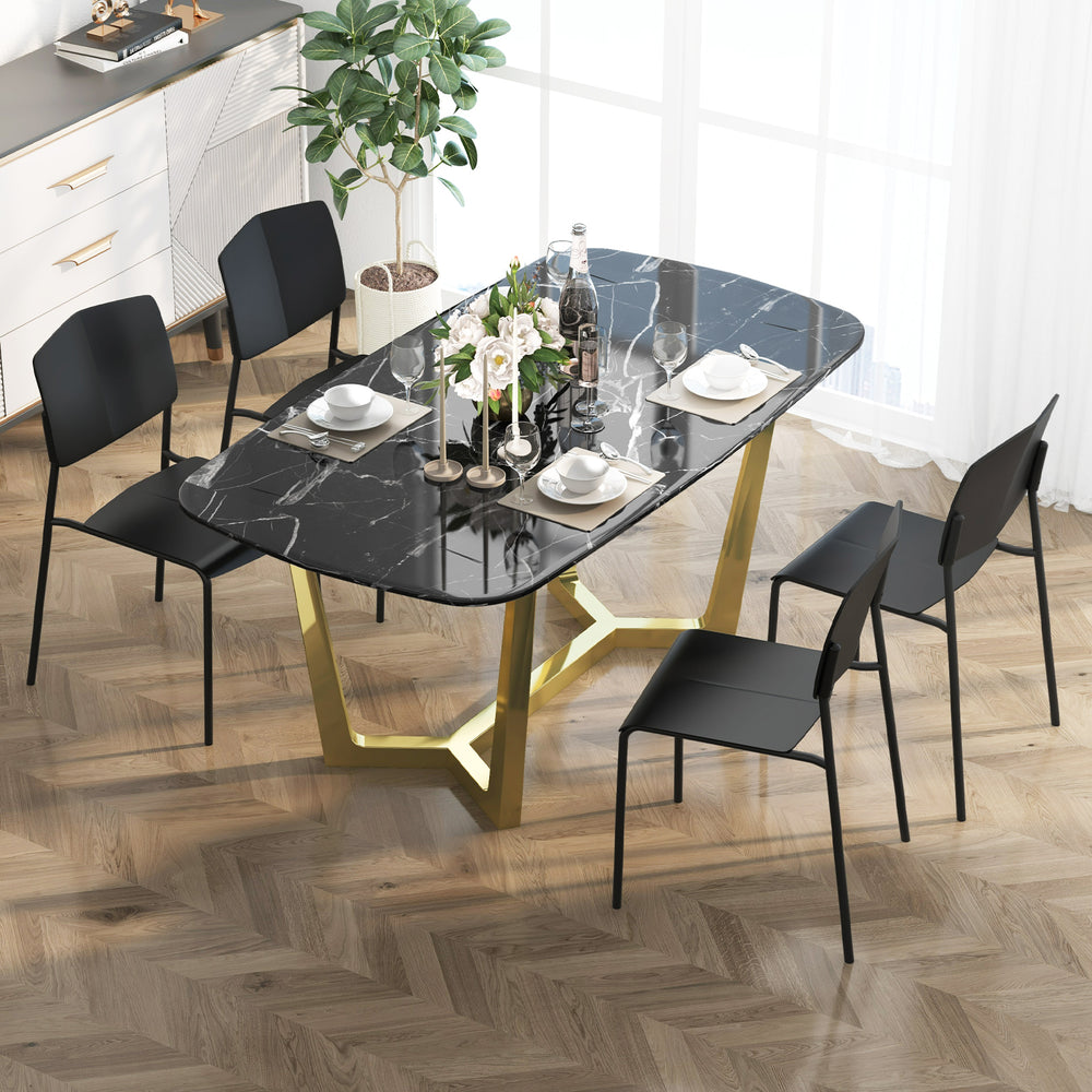 Set of 4 Dining Chair Stackable Armless Chairs with Backrest - TidySpaces