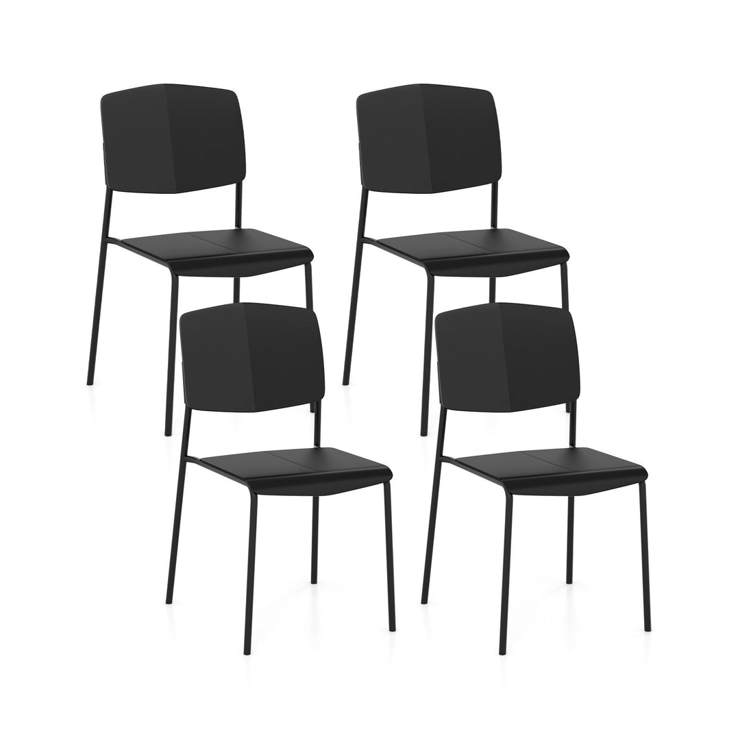 Set of 4 Dining Chair Stackable Armless Chairs with Backrest Black - TidySpaces
