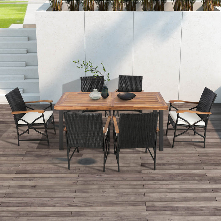 Set of 4 Patio Dining Chairs with All-Weather Wicker and Soft Zippered Cushion - TidySpaces