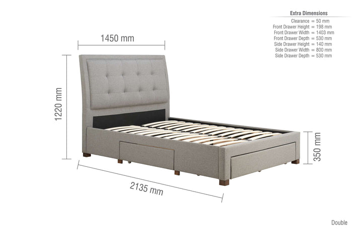 Sophisticated Shelby Bed with Storage Drawers and Deep-Buttoned Headboard