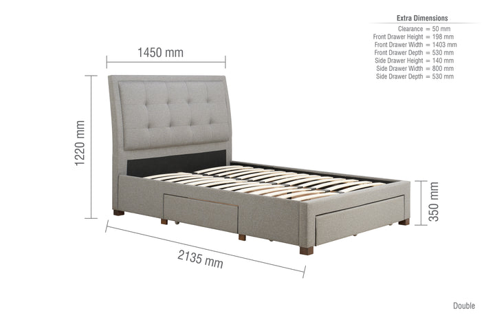 Sophisticated Shelby Bed with Storage Drawers and Deep-Buttoned Headboard