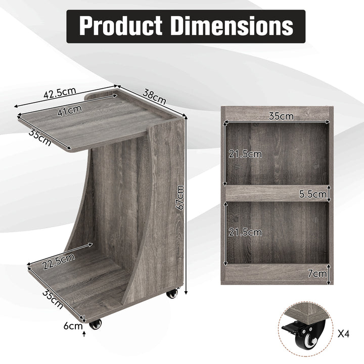 C Shaped Side Table with Storage Shelf - TidySpaces