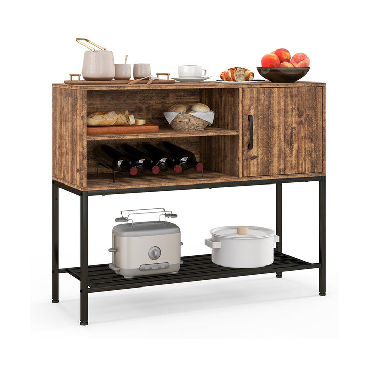 Sideboard Buffet Cabinet with Wine Racks and Storage Shelves Rustic Brown - TidySpaces