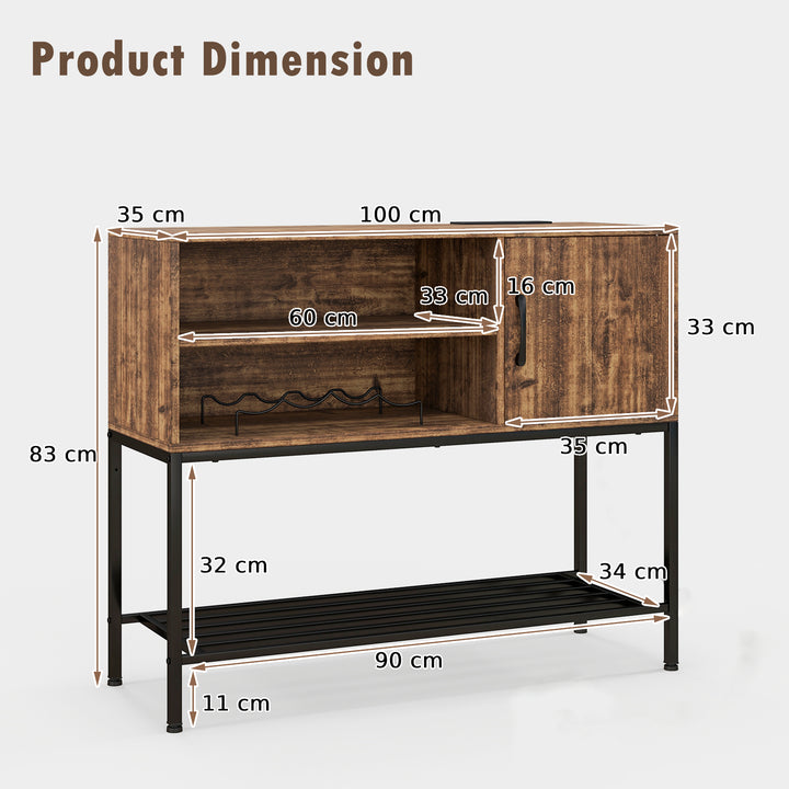 Sideboard Buffet Cabinet with Wine Racks and Storage Shelves - TidySpaces