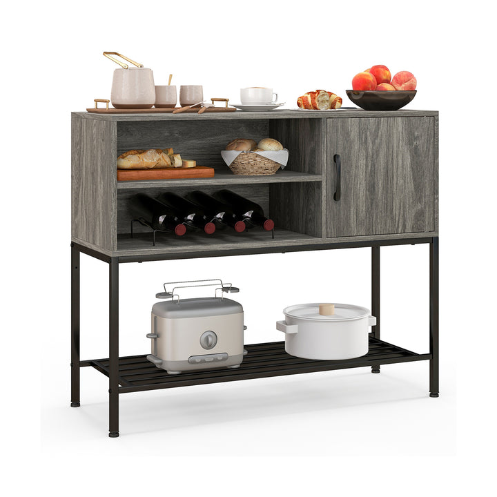 Sideboard Buffet Cabinet with Wine Racks and Storage Shelves Grey - TidySpaces