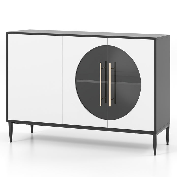 Sideboard Cabinet with Tempered Glass Door Black &