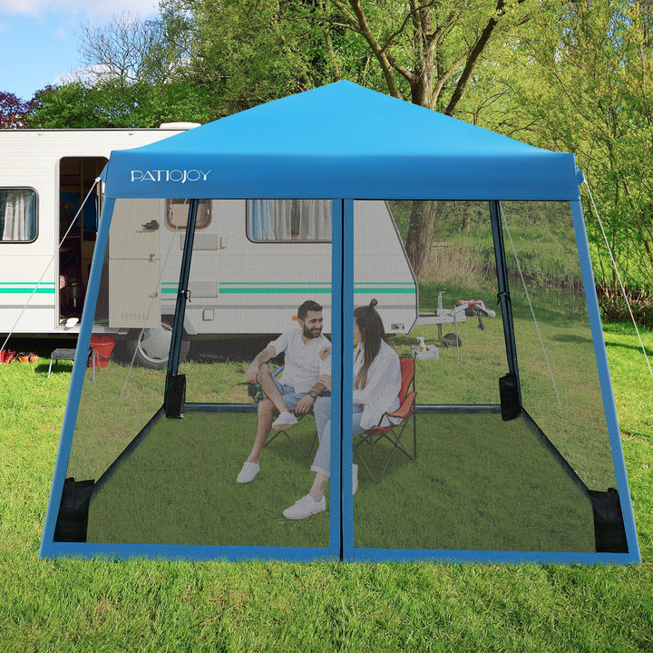 Outdoor Instant Pop up Canopy with Mesh Sidewalls