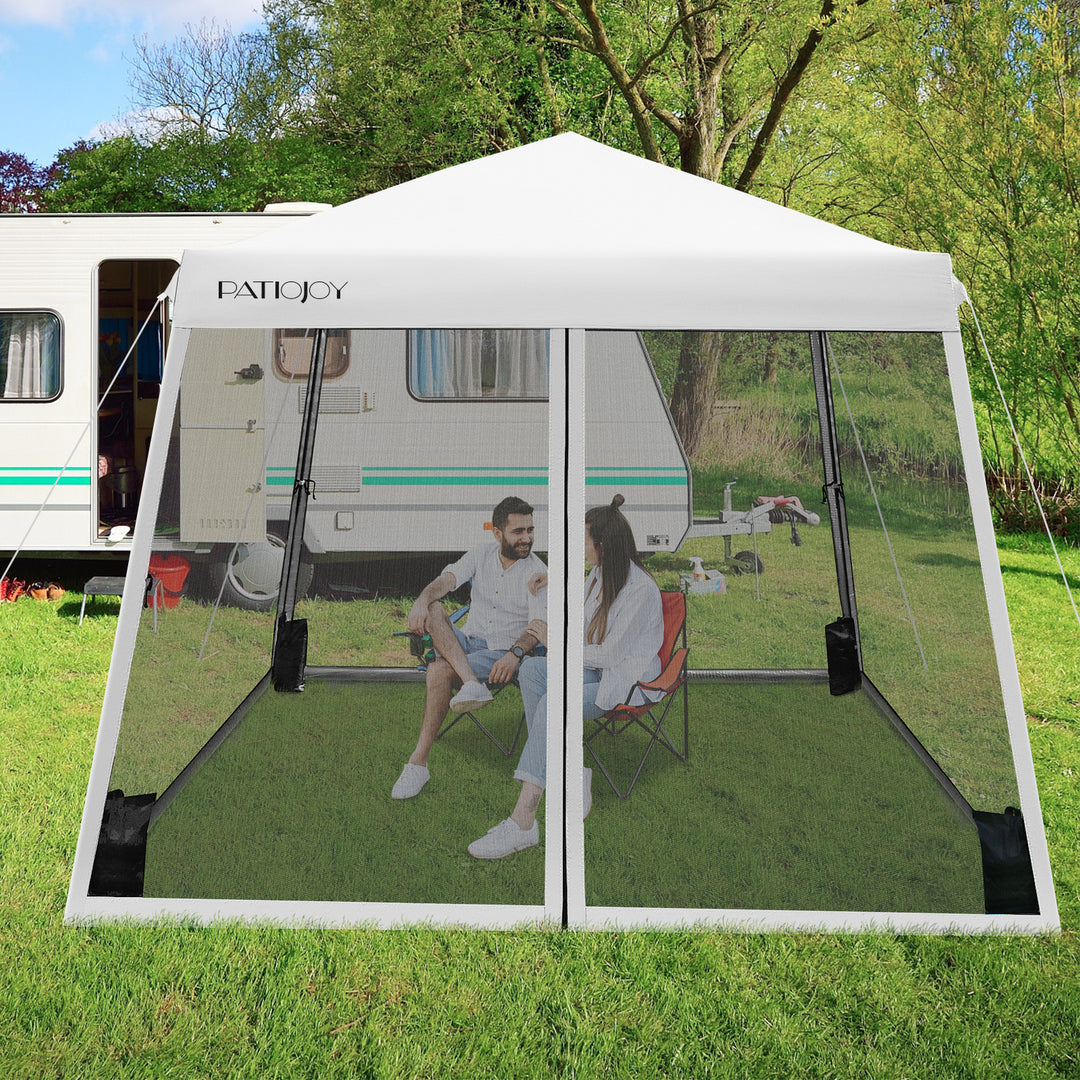 Outdoor Instant Pop up Canopy with Mesh Sidewalls