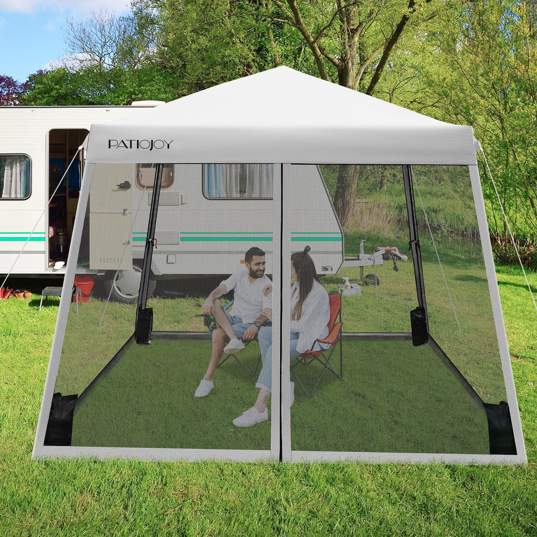 Outdoor Instant Pop up Canopy with Mesh Sidewalls