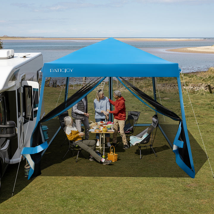 Outdoor Instant Pop up Canopy with Mesh Sidewalls