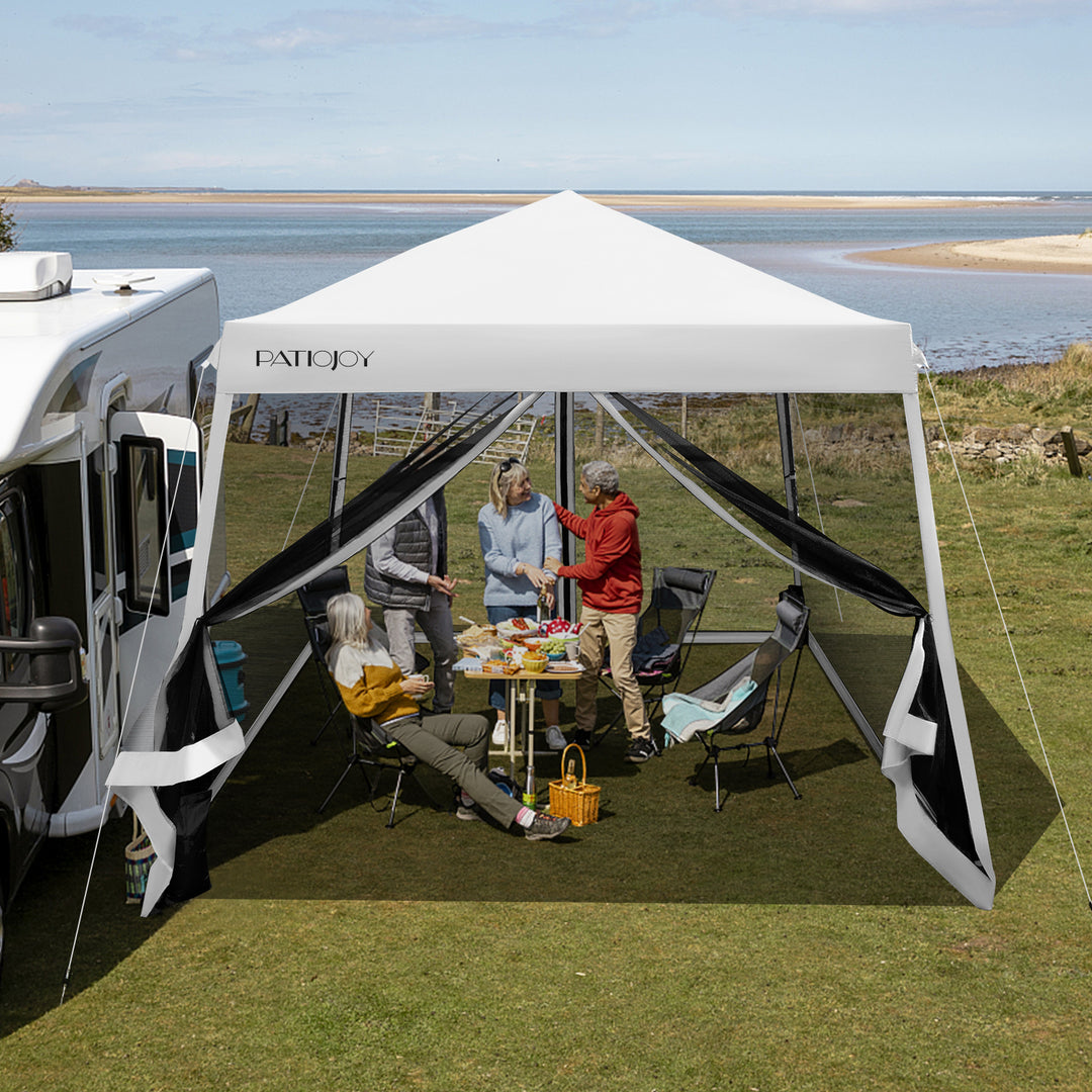 Outdoor Instant Pop up Canopy with Mesh Sidewalls