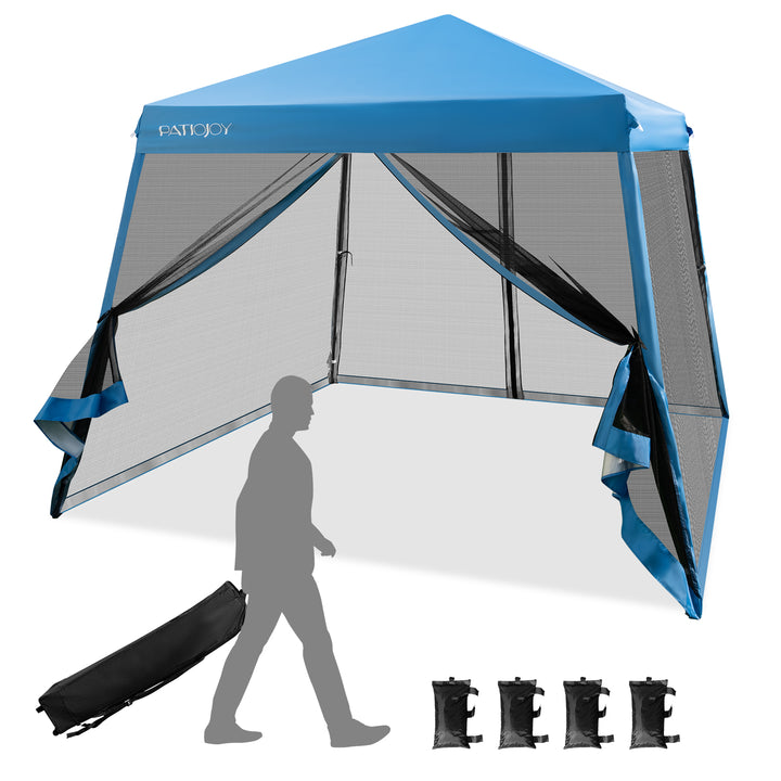 Outdoor Instant Pop up Canopy with Mesh Sidewalls