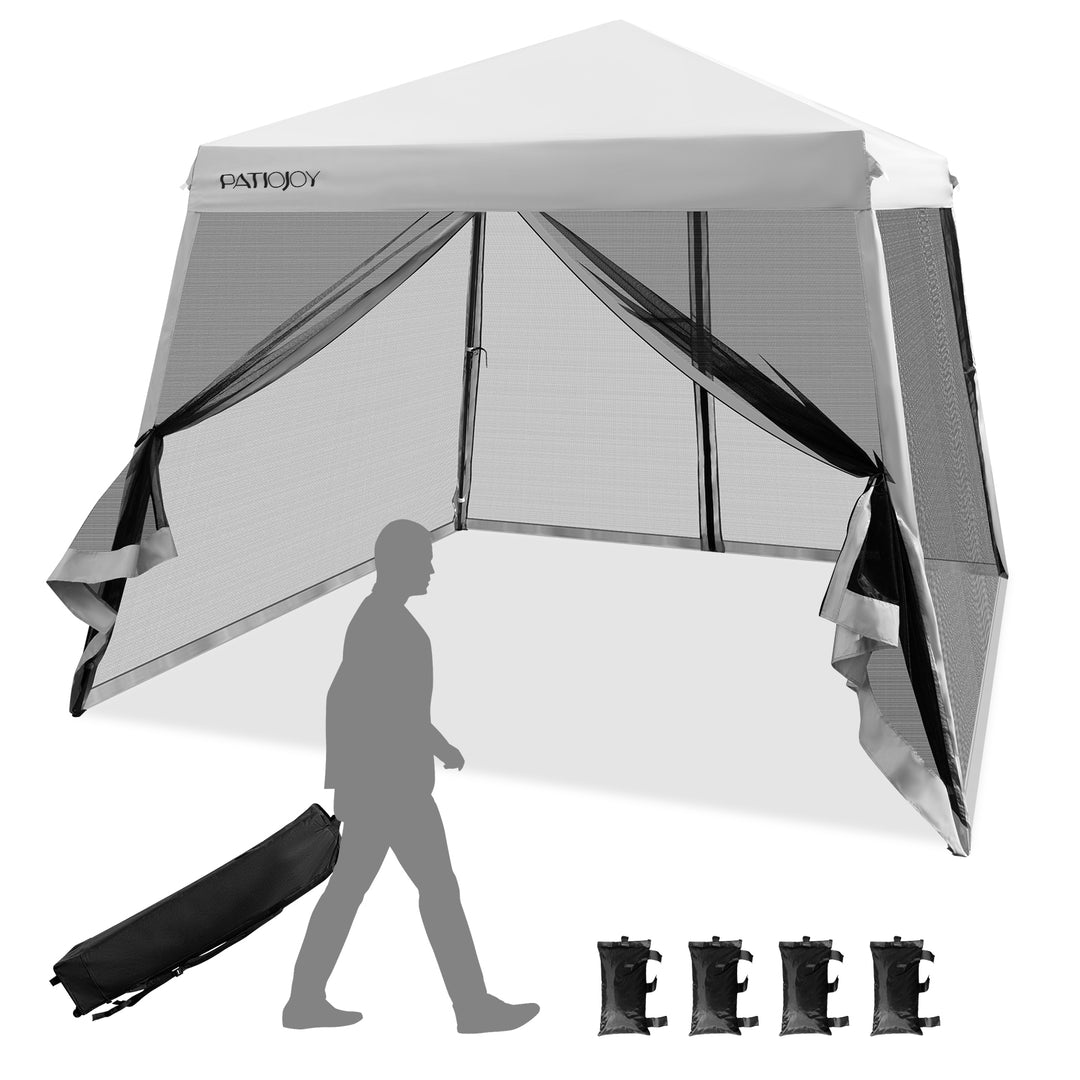 Outdoor Instant Pop up Canopy with Mesh Sidewalls