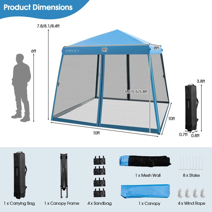 Outdoor Instant Pop up Canopy with Mesh Sidewalls