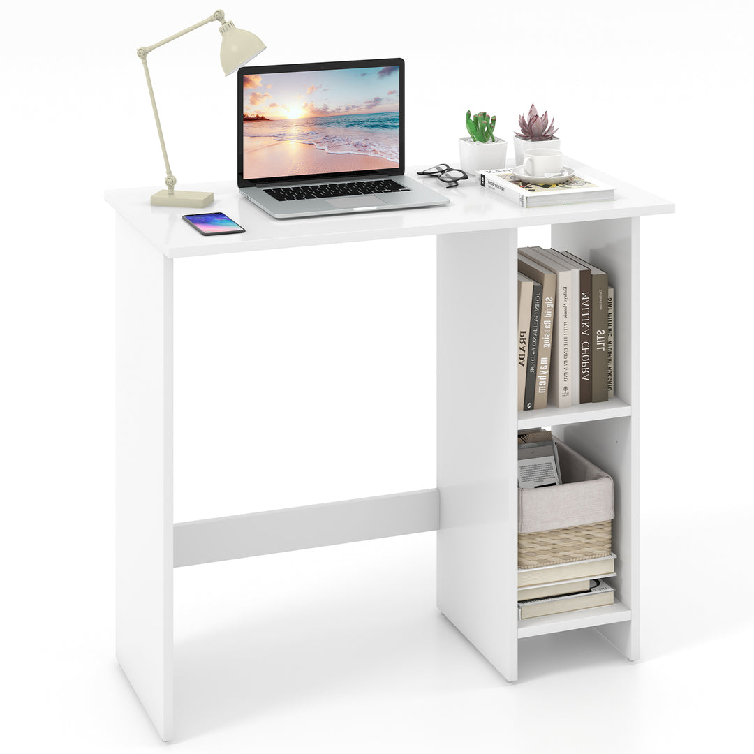Small Computer Desk with Storage and Adjustable Shelf - TidySpaces