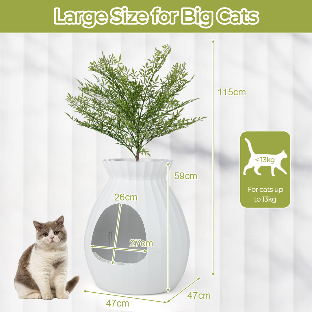 Smart Plant Cat Litter Box with Electronic Odor Removal and Sterilization-White - TidySpaces