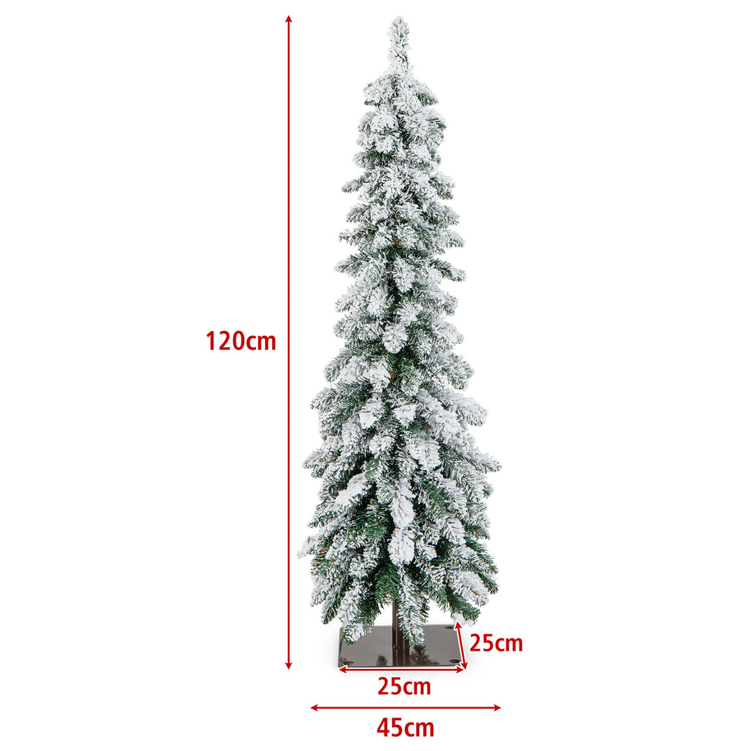 Snow-Flocked Slim Pencil Christmas Tree with 11 Lighting Modes