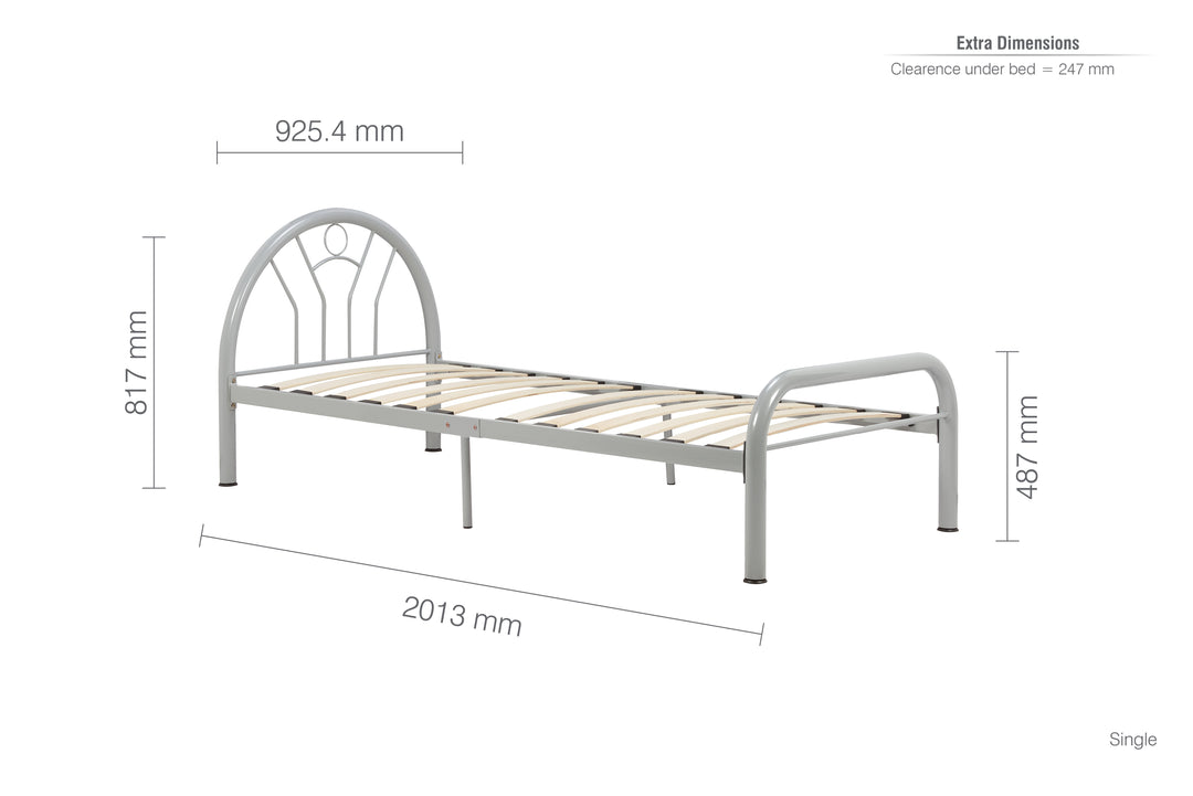 Classic Steel Bed Frame with Sprung Slatted Base for Enhanced Comfort
