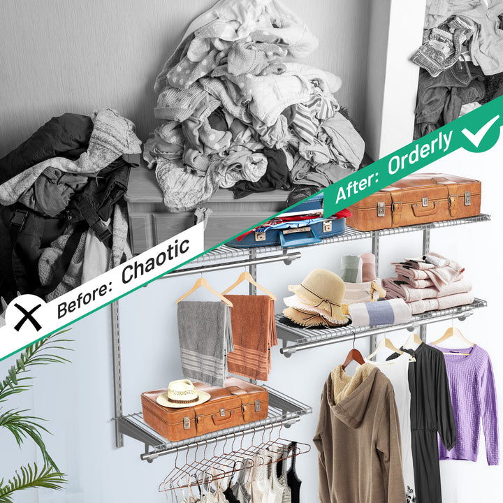 Space Saving Wall Mounted Closet System with Adjustable Shelf - TidySpaces