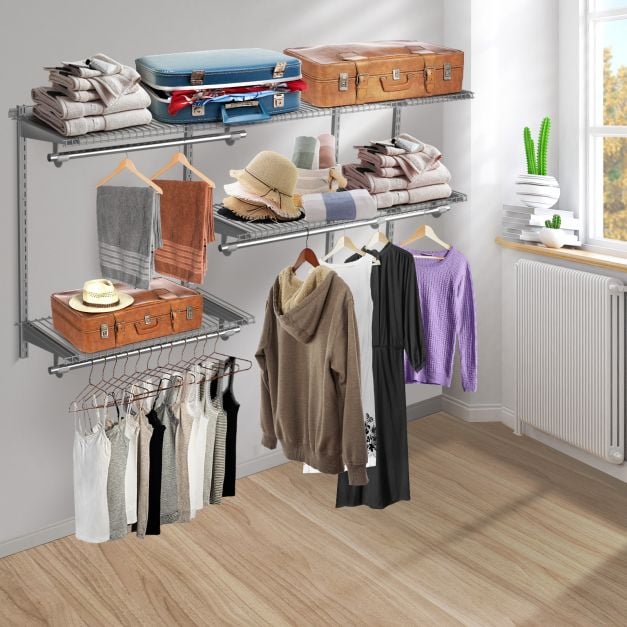 Space Saving Wall Mounted Closet System with Adjustable Shelf