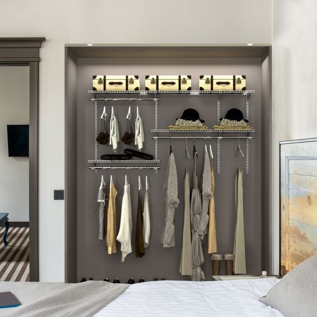 Space Saving Wall Mounted Closet System with Adjustable Shelf