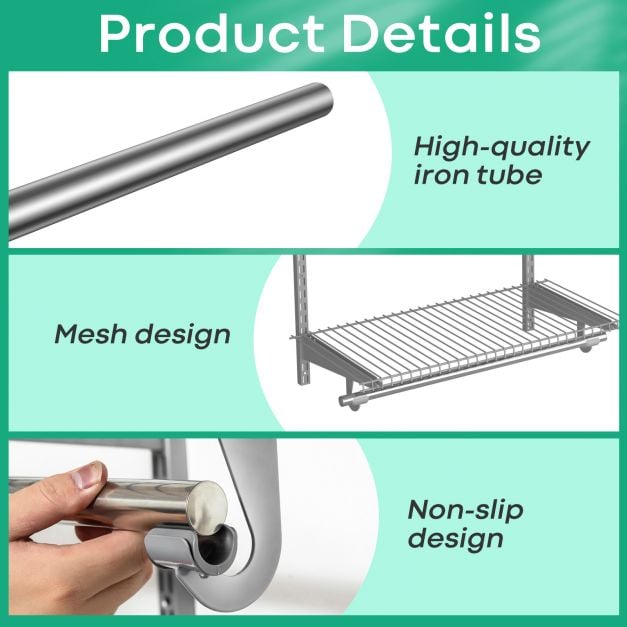 Space Saving Wall Mounted Closet System with Adjustable Shelf