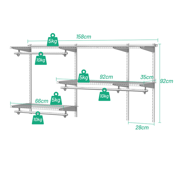 Space Saving Wall Mounted Closet System with Adjustable Shelf - TidySpaces