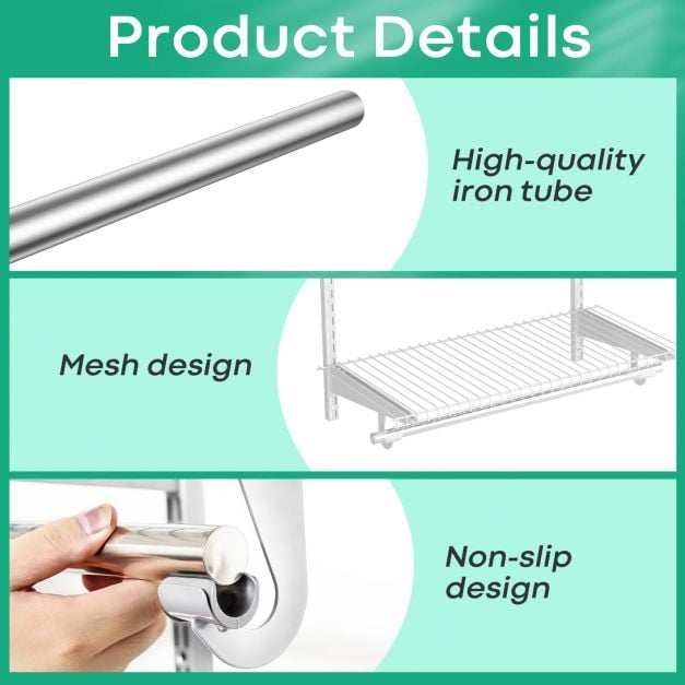 Space Saving Wall Mounted Closet System with Adjustable Shelf