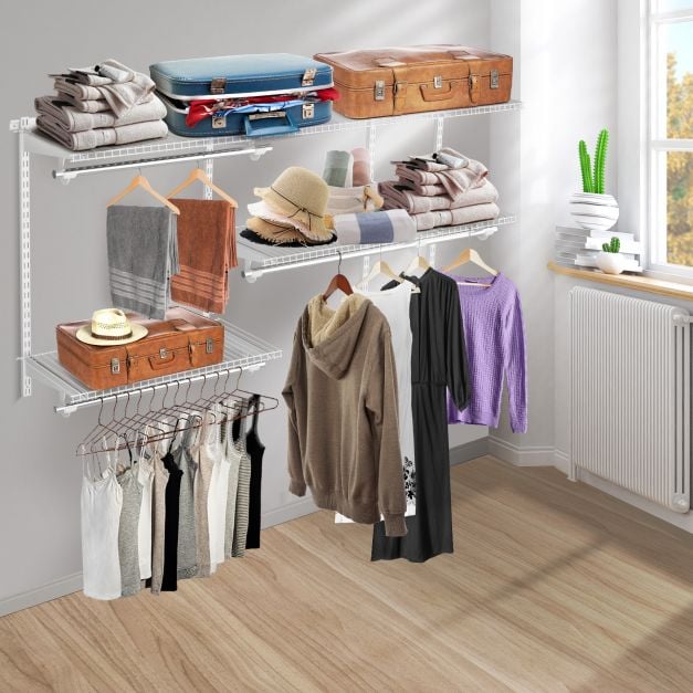 Space Saving Wall Mounted Closet System with Adjustable Shelf