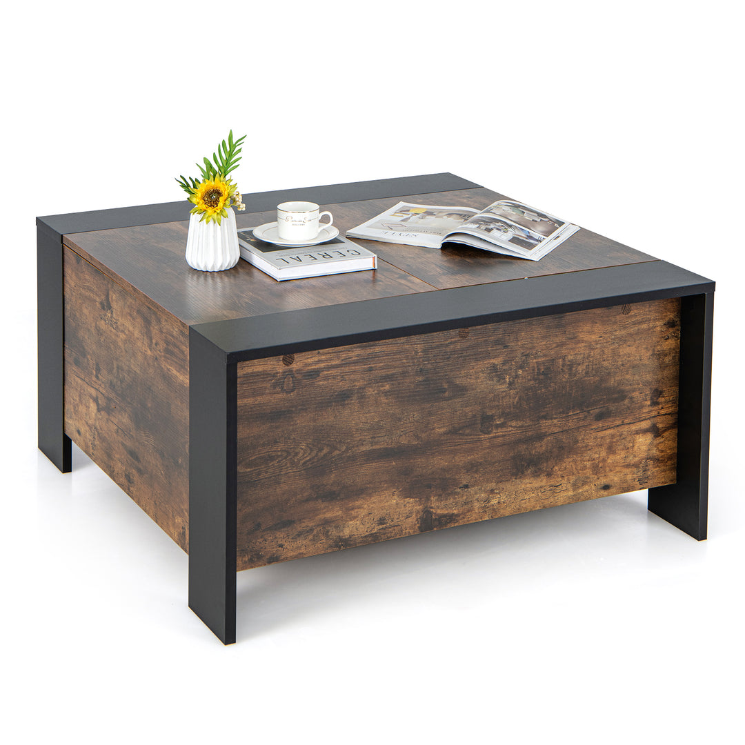 Coffee Table with Sliding Top and Hidden Compartment Rustic Brown - TidySpaces