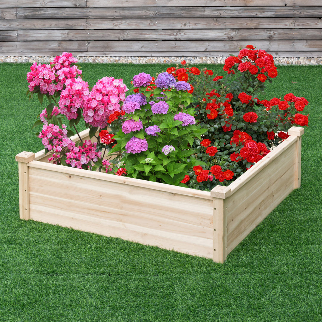 Square Fir Wood Raised Garden Bed with Open-Ended Base