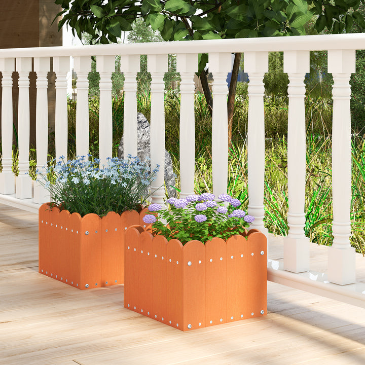 2 Pack Square Planter Box with Drainage Gaps