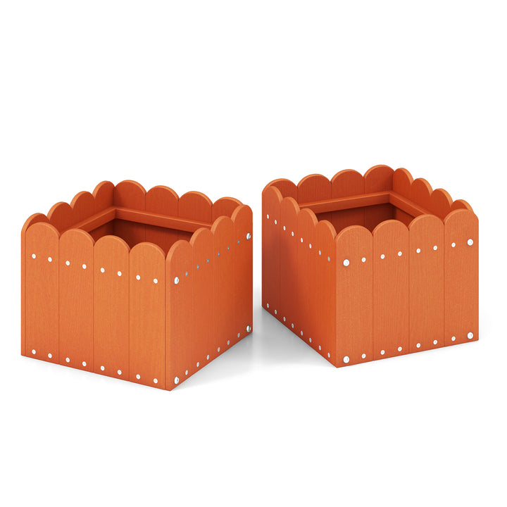 2 Pack Square Planter Box with Drainage Gaps