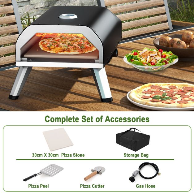Stainless Steel Pizza Maker with Accessories Set and Storage Bag-Black - TidySpaces